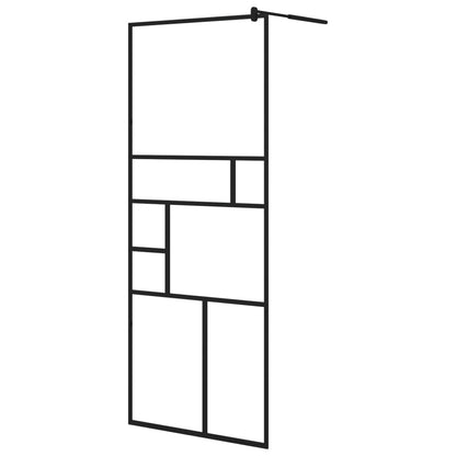 Parete Doccia Walk In Mensola Nera 80X195Cm Vetro Esg Alluminio