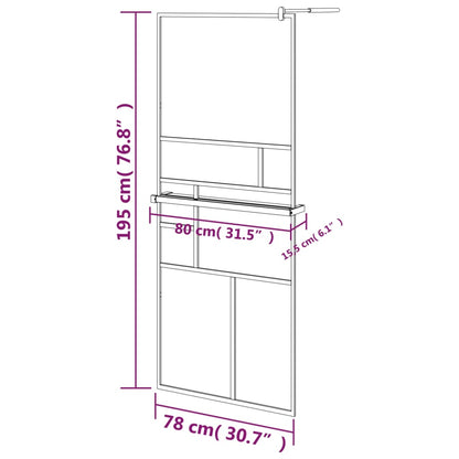 Parete Doccia Walk In Mensola Nera 80X195Cm Vetro Esg Alluminio