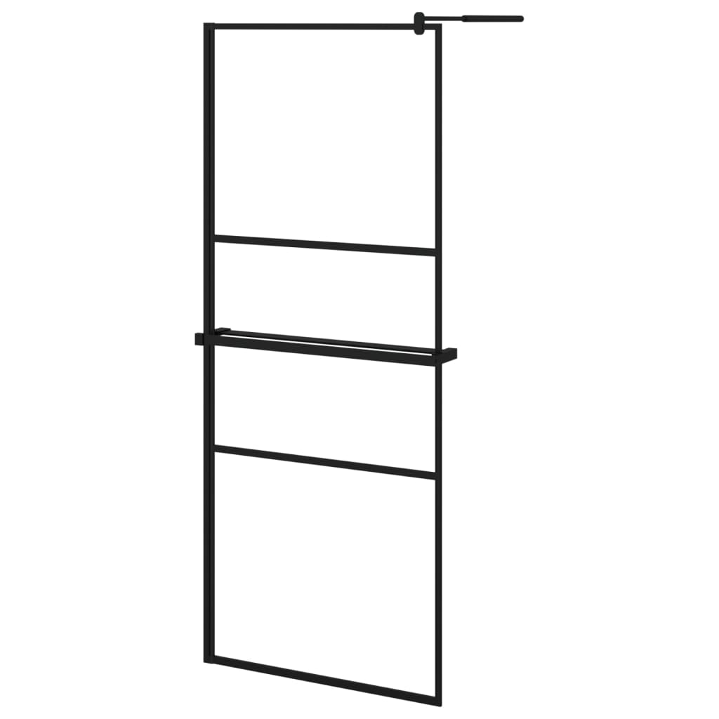Parete Doccia Walk In Mensola Nera 80X195Cm Vetro Esg Alluminio