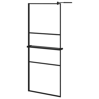 Parete Doccia Walk In Mensola Nera 80X195Cm Vetro Esg Alluminio