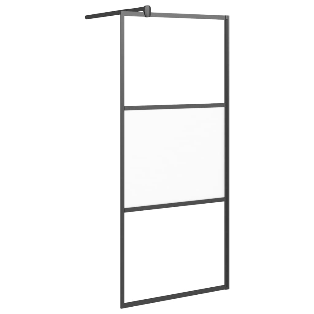 Parete Doccia Walk In Mensola Nera 80X195Cm Vetro Esg Alluminio