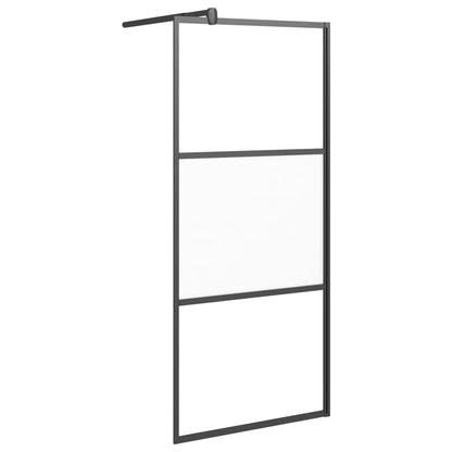 Parete Doccia Walk In Mensola Nera 80X195Cm Vetro Esg Alluminio