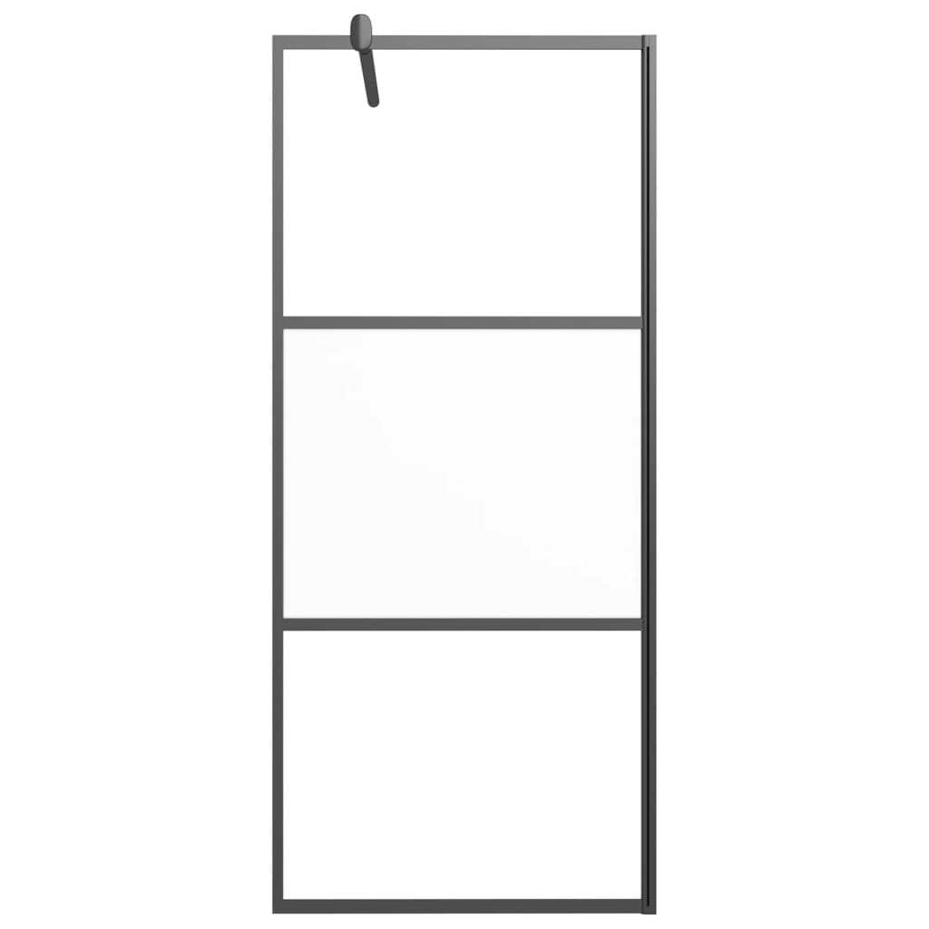 Parete Doccia Walk In Mensola Nera 80X195Cm Vetro Esg Alluminio