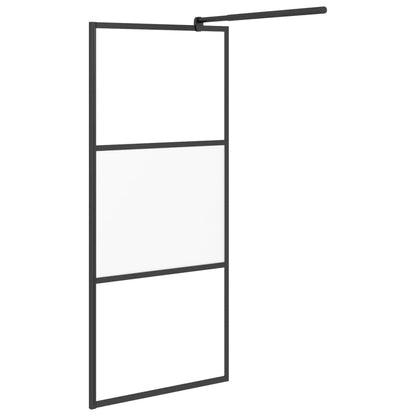 Parete Doccia Walk In Mensola Nera 80X195Cm Vetro Esg Alluminio