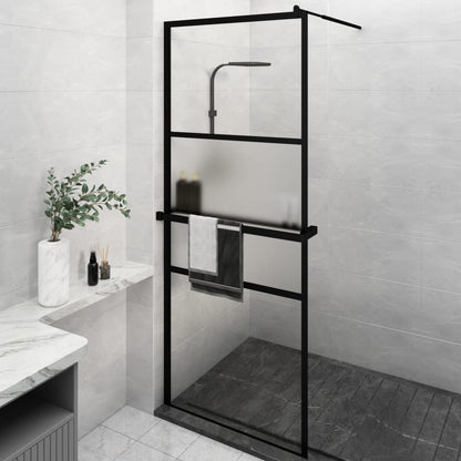 Parete Doccia Walk In Mensola Nera 80X195Cm Vetro Esg Alluminio