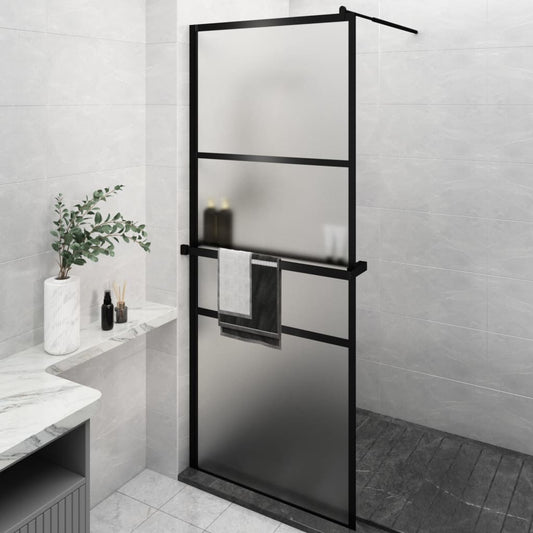 Parete Doccia Walk In Mensola Nera 80X195Cm Vetro Esg Alluminio