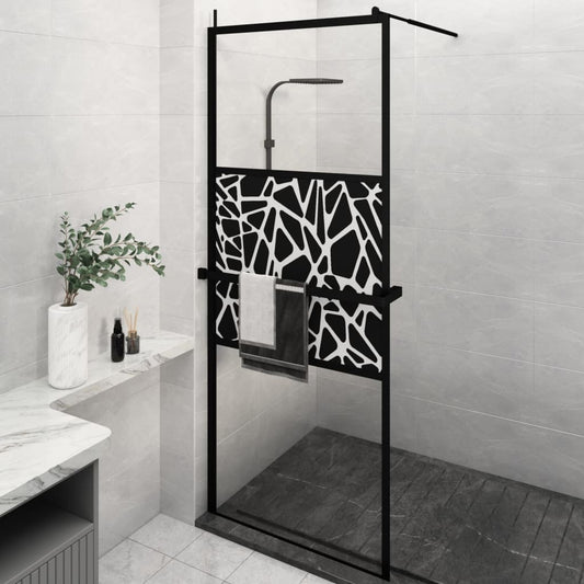 Parete Doccia Walk In Mensola Nera 80X195Cm Vetro Esg Alluminio