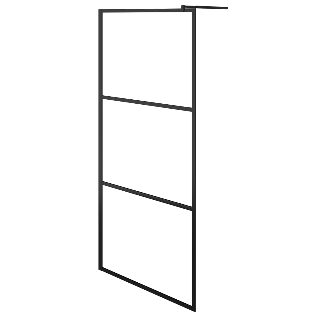 Parete Doccia Walk In Mensola Nera 90X195Cm Vetro Esg Alluminio