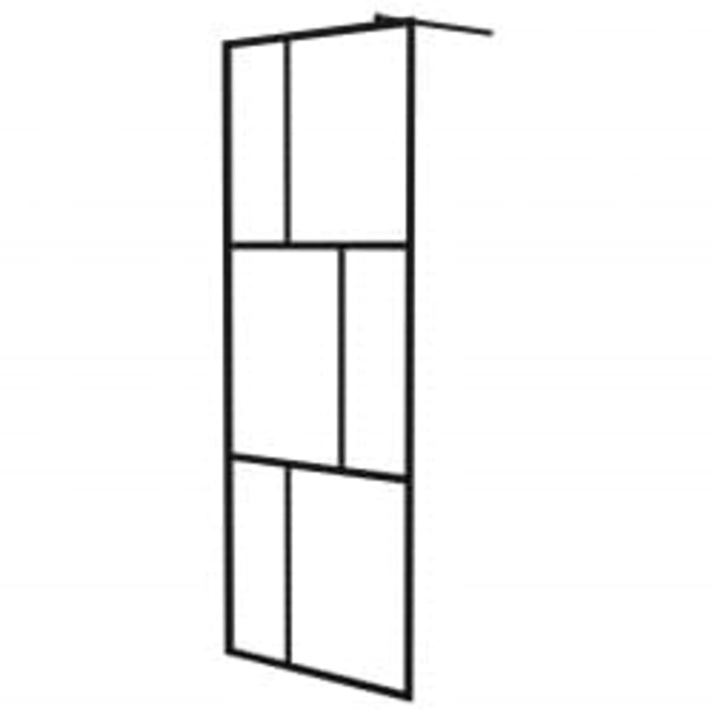 Parete Doccia Walk In Mensola Nera 90X195Cm Vetro Esg Alluminio