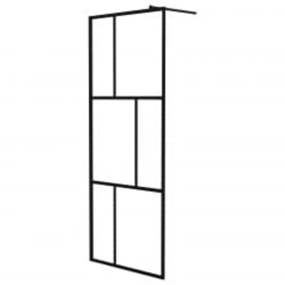 Parete Doccia Walk In Mensola Nera 90X195Cm Vetro Esg Alluminio