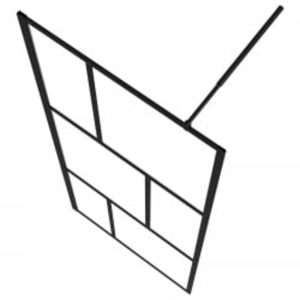 Parete Doccia Walk In Mensola Nera 90X195Cm Vetro Esg Alluminio