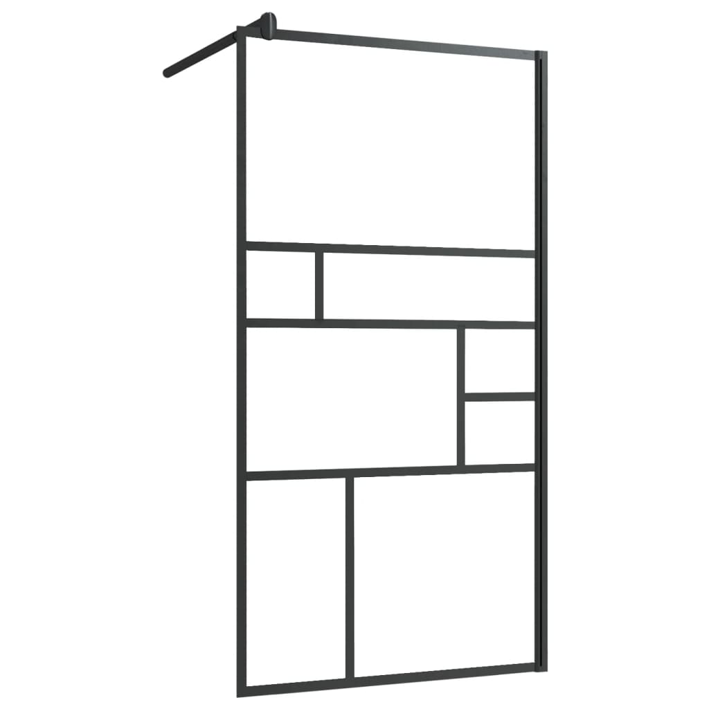 Parete Doccia Walk In Mensola Nera 90X195Cm Vetro Esg Alluminio