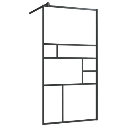 Parete Doccia Walk In Mensola Nera 90X195Cm Vetro Esg Alluminio