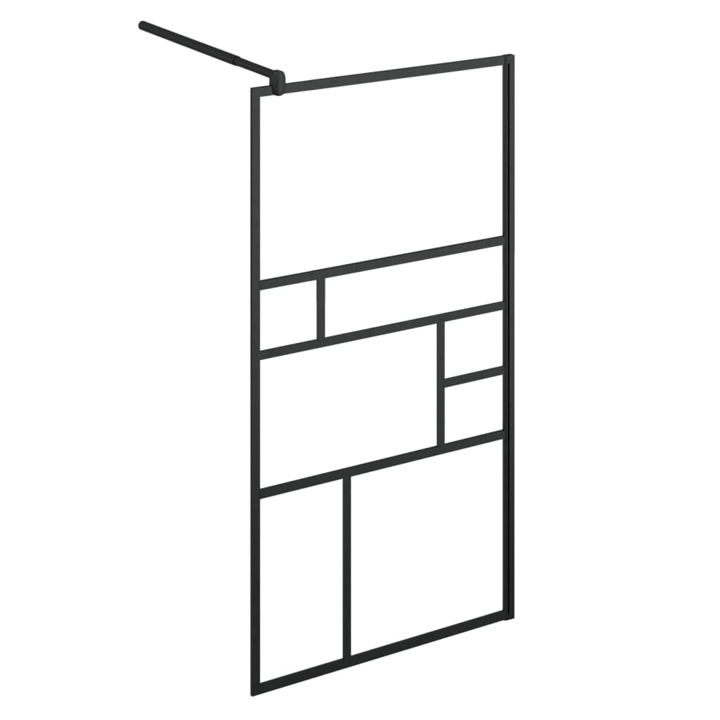 Parete Doccia Walk In Mensola Nera 90X195Cm Vetro Esg Alluminio