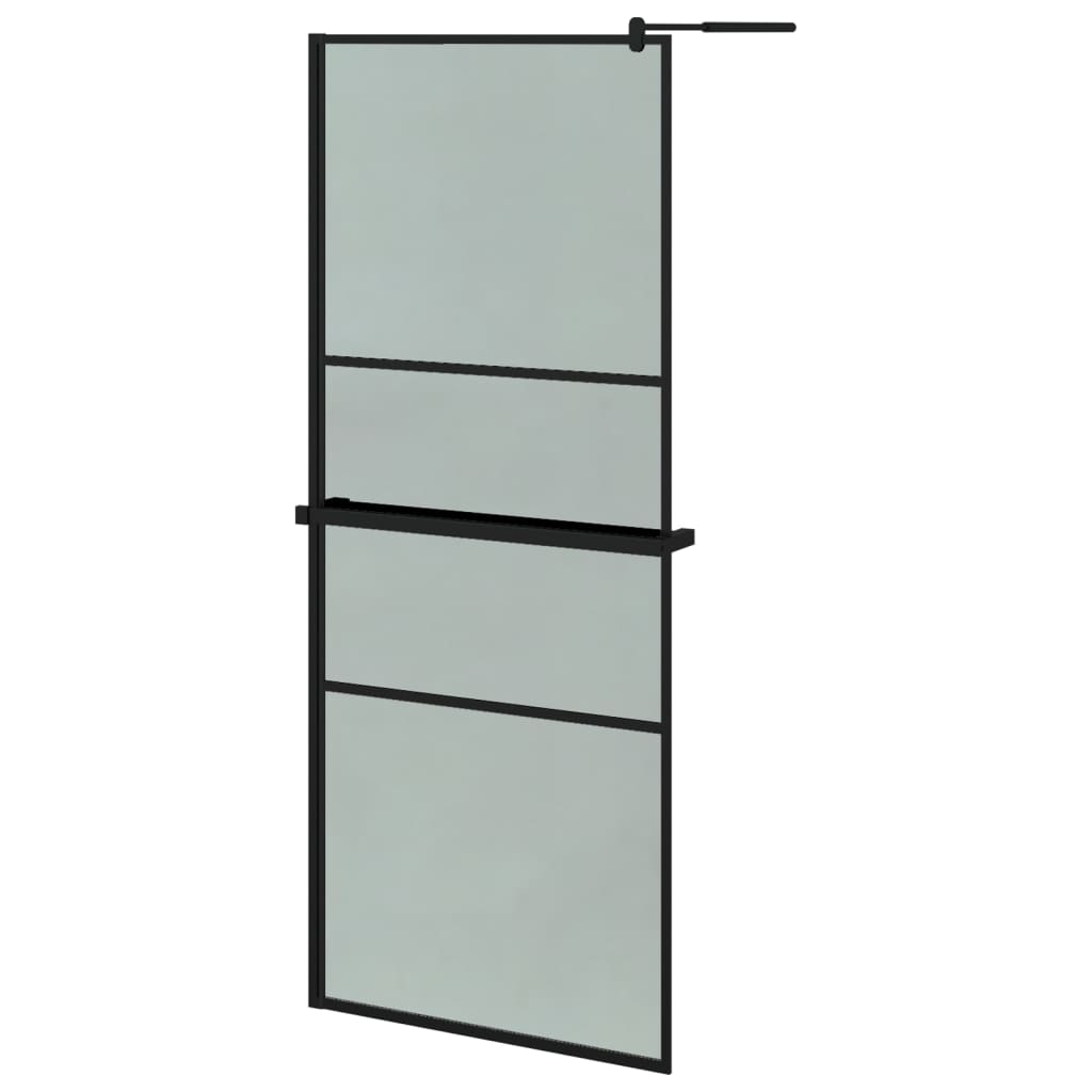 Parete Doccia Walk In Mensola Nera 90X195Cm Vetro Esg Alluminio