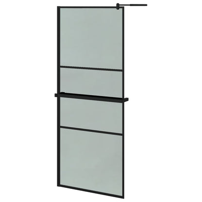 Parete Doccia Walk In Mensola Nera 90X195Cm Vetro Esg Alluminio