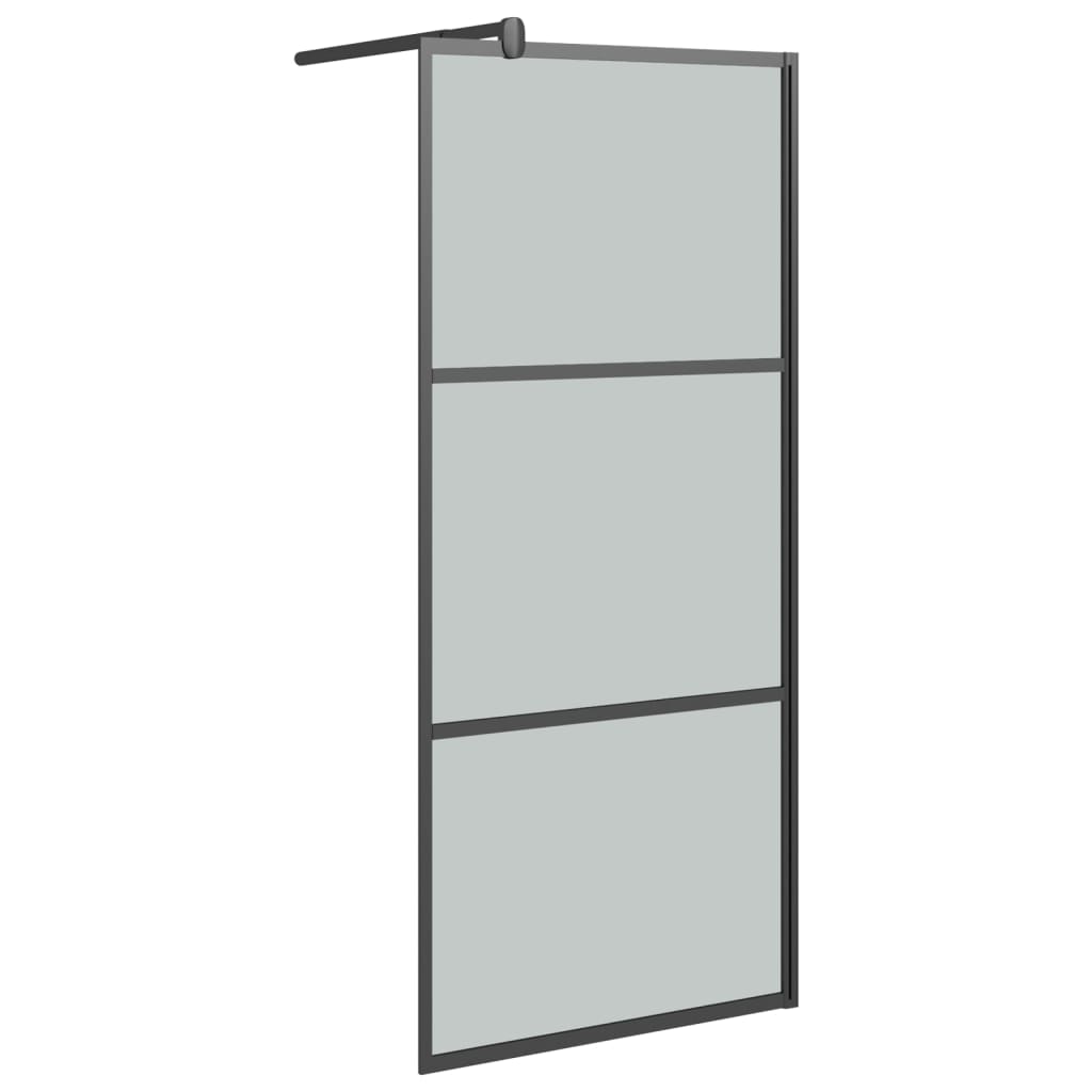 Parete Doccia Walk In Mensola Nera 90X195Cm Vetro Esg Alluminio