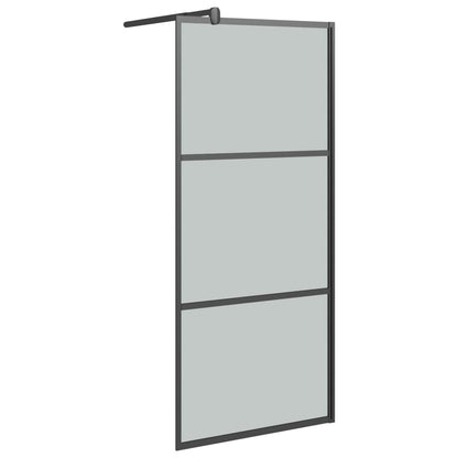 Parete Doccia Walk In Mensola Nera 90X195Cm Vetro Esg Alluminio