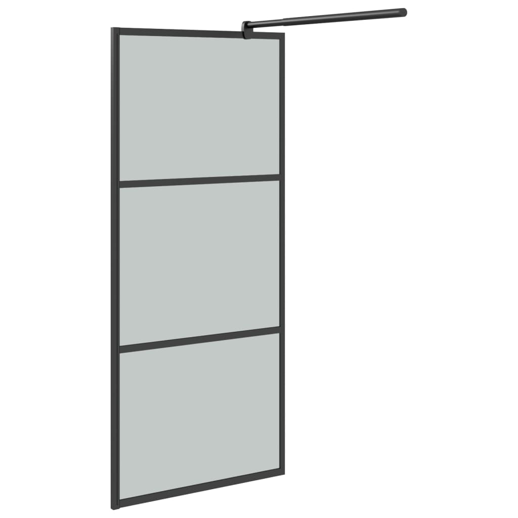 Parete Doccia Walk In Mensola Nera 90X195Cm Vetro Esg Alluminio