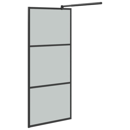 Parete Doccia Walk In Mensola Nera 90X195Cm Vetro Esg Alluminio