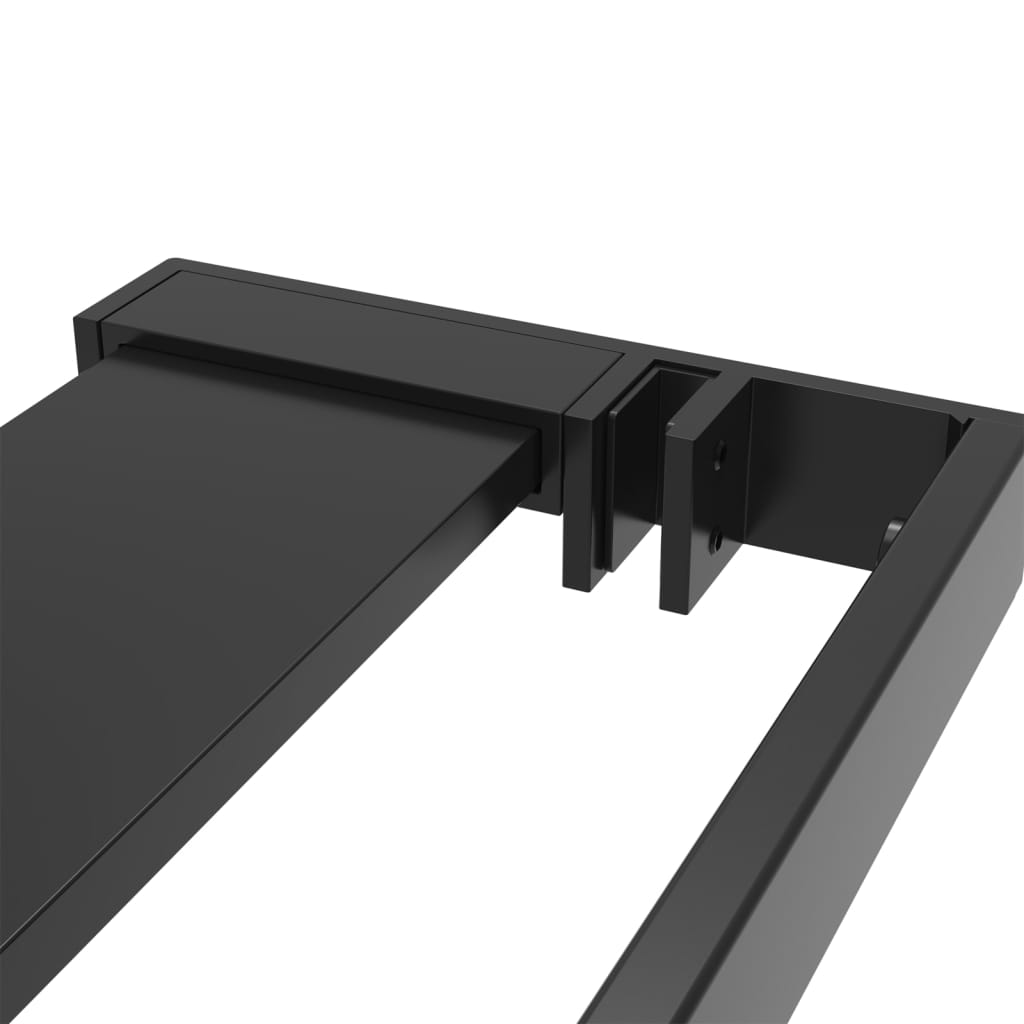 Parete Doccia Walk In Mensola Nera 90X195Cm Vetro Esg Alluminio