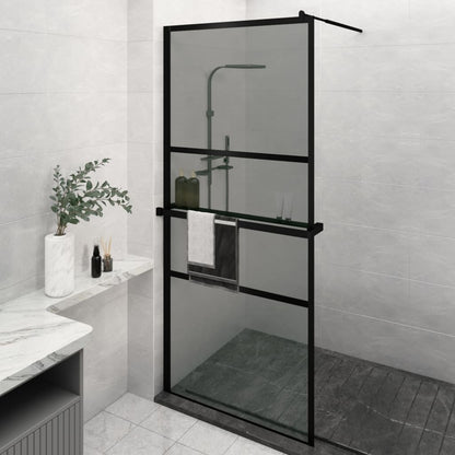 Parete Doccia Walk In Mensola Nera 90X195Cm Vetro Esg Alluminio