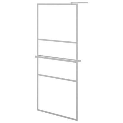 Parete Doccia Con Mensola 80X195Cm Vetro Esg E Alluminio