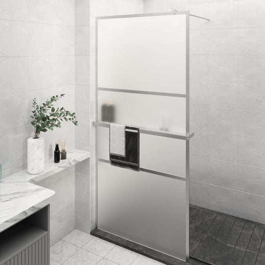 Parete Doccia Con Mensola 80X195Cm Vetro Esg E Alluminio