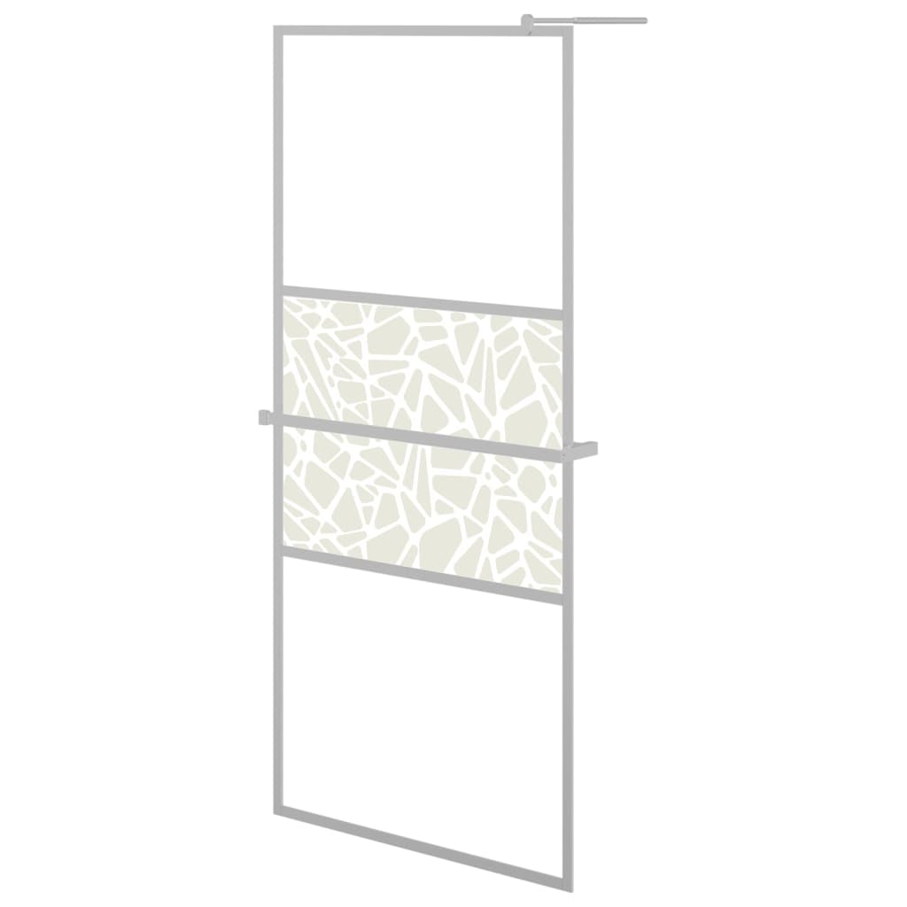 Parete Doccia Con Mensola 80X195Cm Vetro Esg E Alluminio