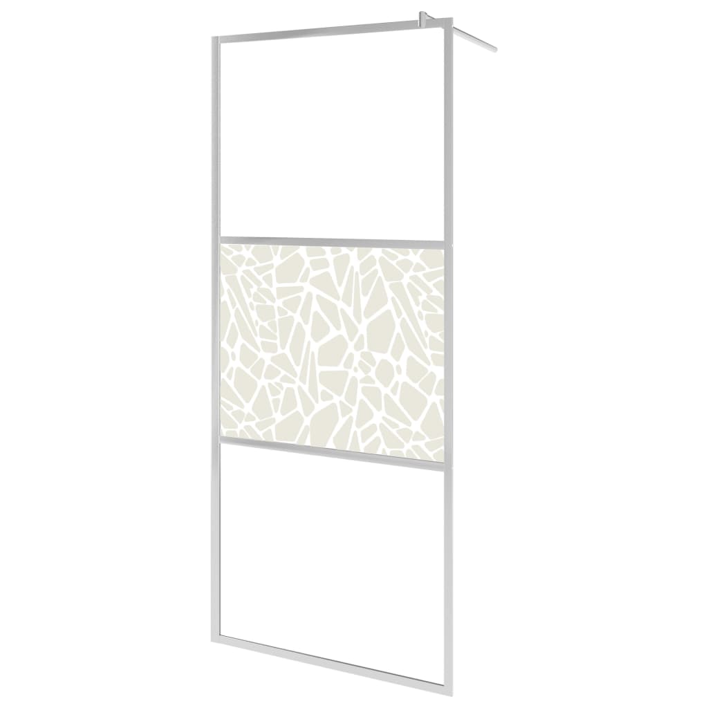 Parete Doccia Con Mensola 80X195Cm Vetro Esg E Alluminio
