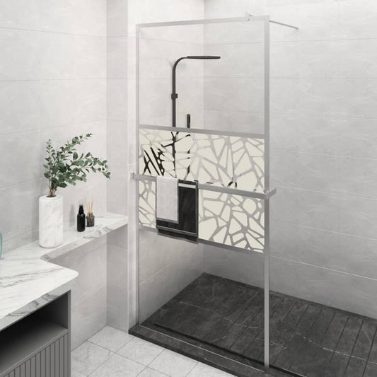 Parete Doccia Con Mensola 80X195Cm Vetro Esg E Alluminio