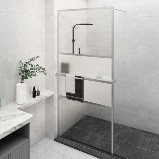 Parete Doccia Con Mensola 90X195Cm Vetro Esg E Alluminio
