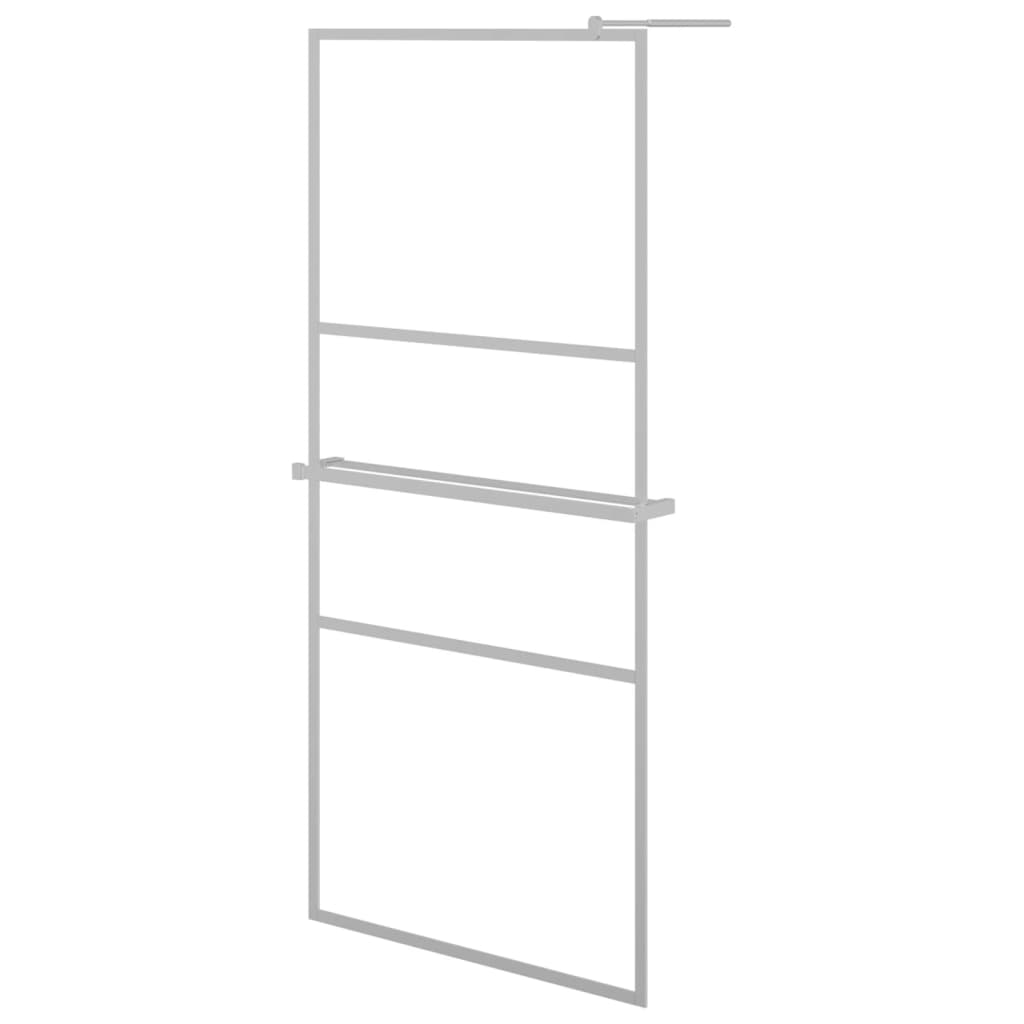 Parete Doccia Con Mensola 90X195Cm Vetro Esg E Alluminio