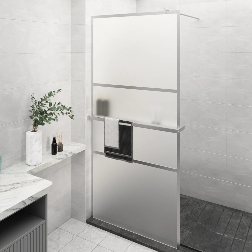 Parete Doccia Con Mensola 90X195Cm Vetro Esg E Alluminio