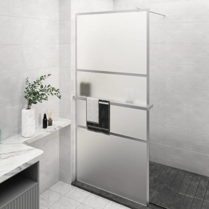 Parete Doccia Con Mensola 90X195Cm Vetro Esg E Alluminio