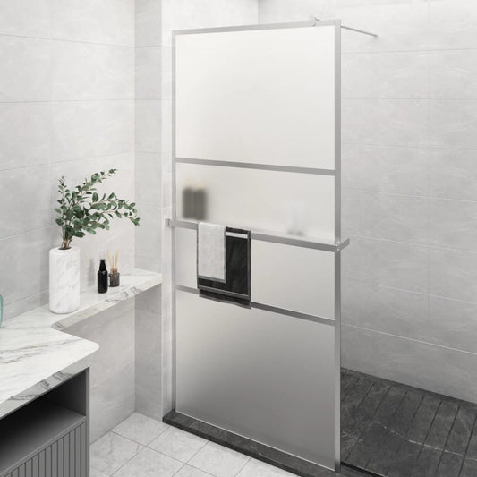 Parete Doccia Con Mensola 90X195Cm Vetro Esg E Alluminio