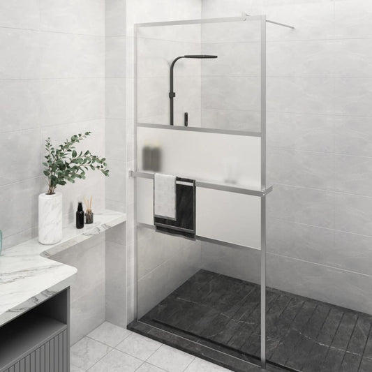 Parete Doccia Con Mensola 100X195Cm Vetro Esg E Alluminio