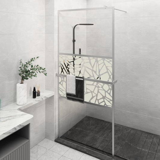 Parete Doccia Con Mensola 100X195Cm Vetro Esg E Alluminio