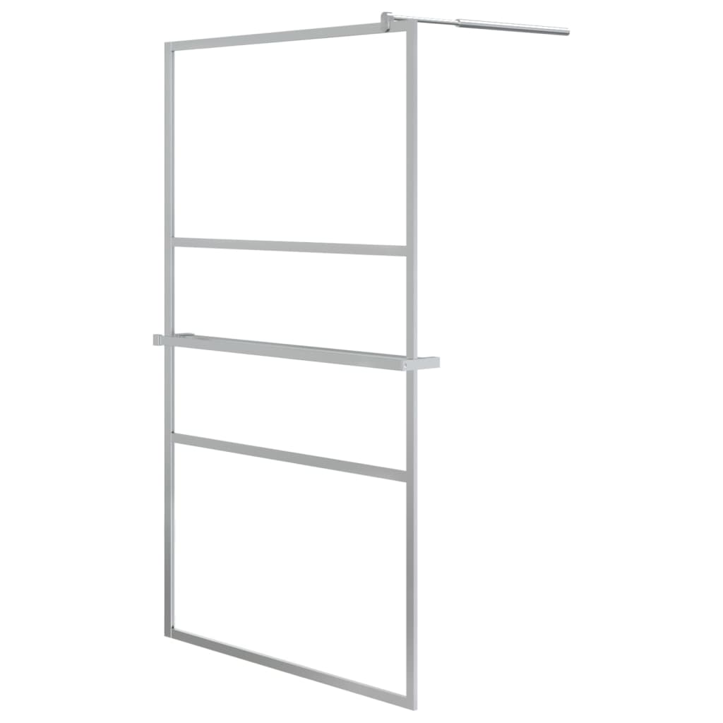 Parete Doccia Con Mensola 115X195Cm Vetro Esg E Alluminio