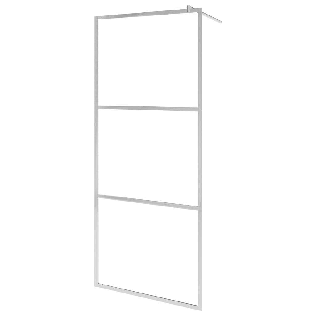 Parete Doccia Con Mensola 115X195Cm Vetro Esg E Alluminio