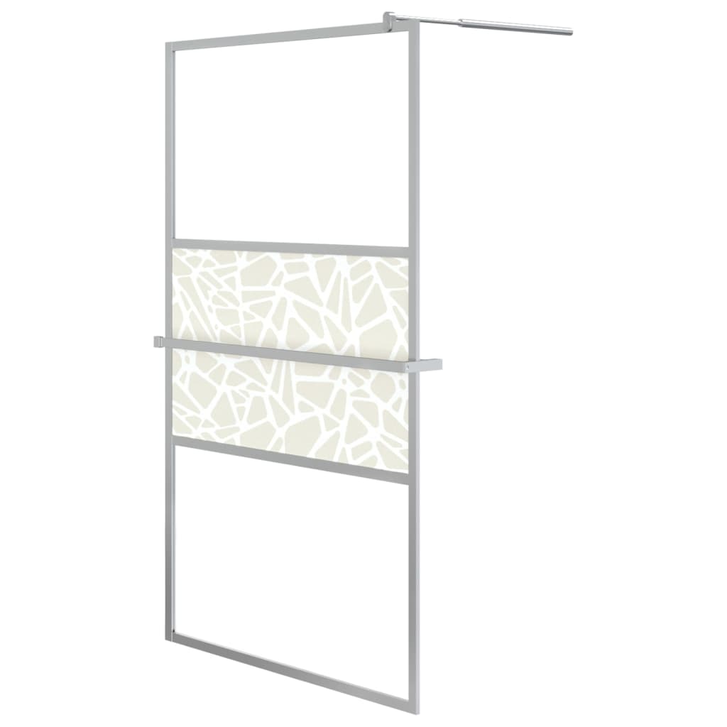 Parete Doccia Con Mensola 115X195Cm Vetro Esg E Alluminio