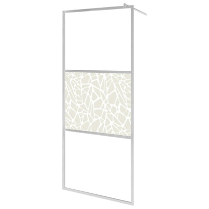 Parete Doccia Con Mensola 115X195Cm Vetro Esg E Alluminio