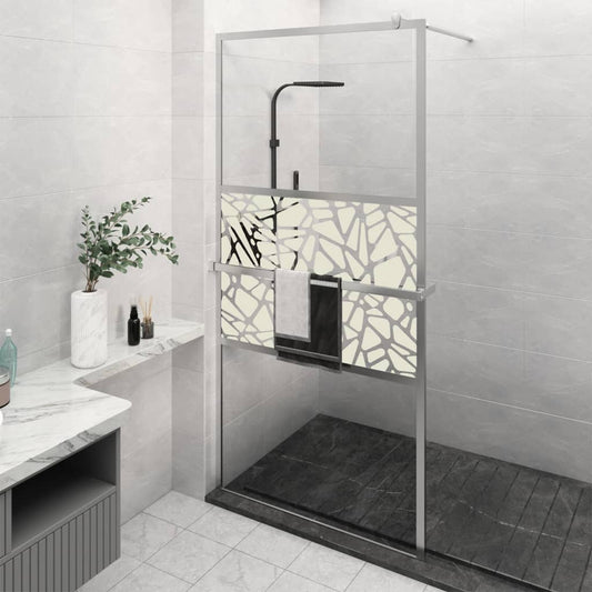Parete Doccia Con Mensola 115X195Cm Vetro Esg E Alluminio