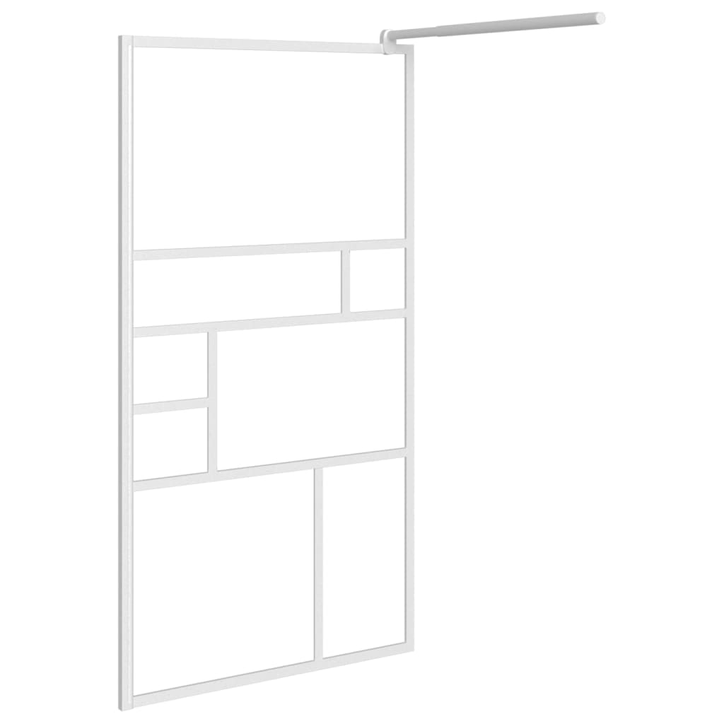 Parete Doccia Con Mensola 115X195Cm Vetro Esg E Alluminio