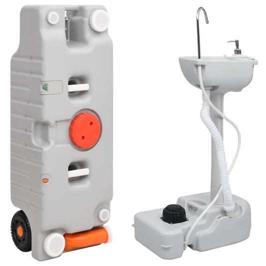 Set Supporto Lavamani Da Campeggio Portatile E Tanica D'acqua