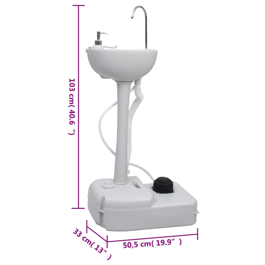 Set Supporto Lavamani Da Campeggio Portatile E Tanica D'acqua