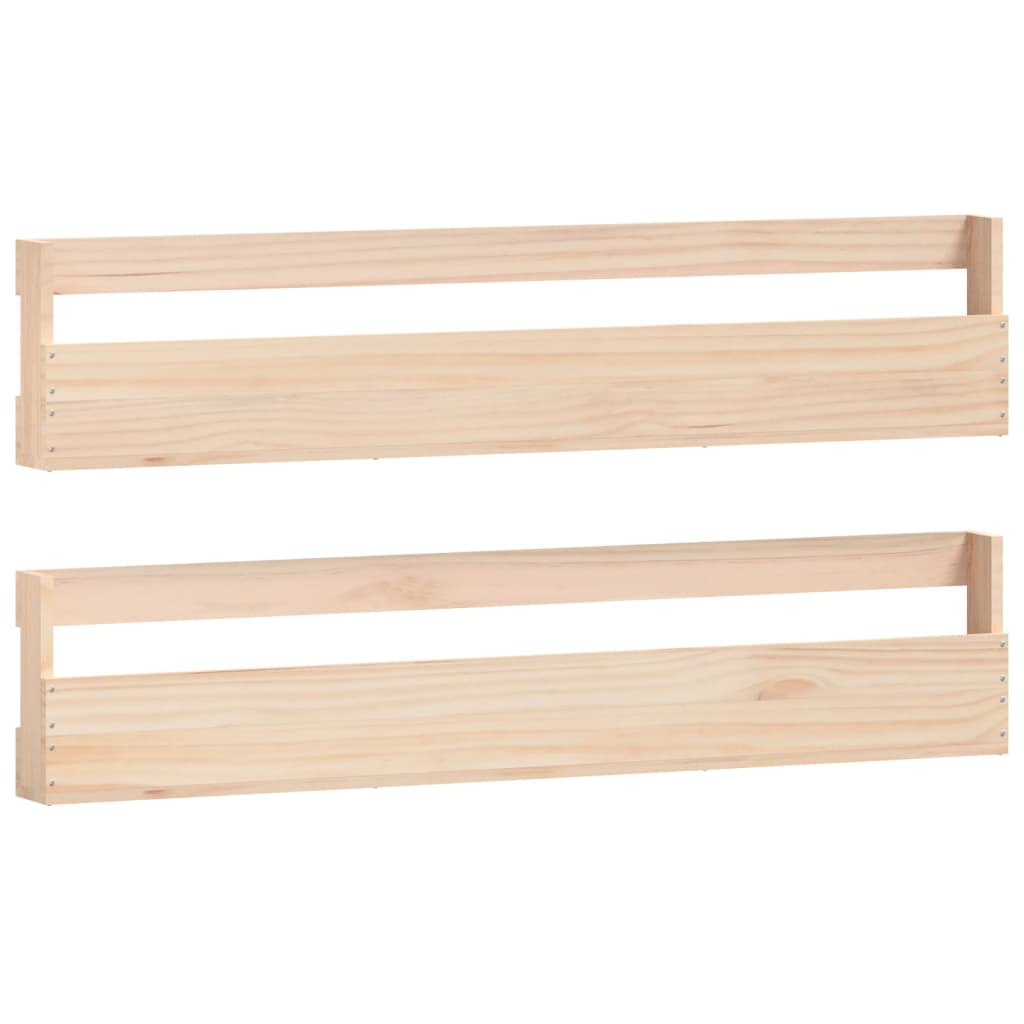 Scarpiere A Parete 2 Pz 110X9X23 Cm Legno Massello Di Pino Naturale