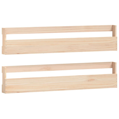Scarpiere A Parete 2 Pz 110X9X23 Cm Legno Massello Di Pino Naturale