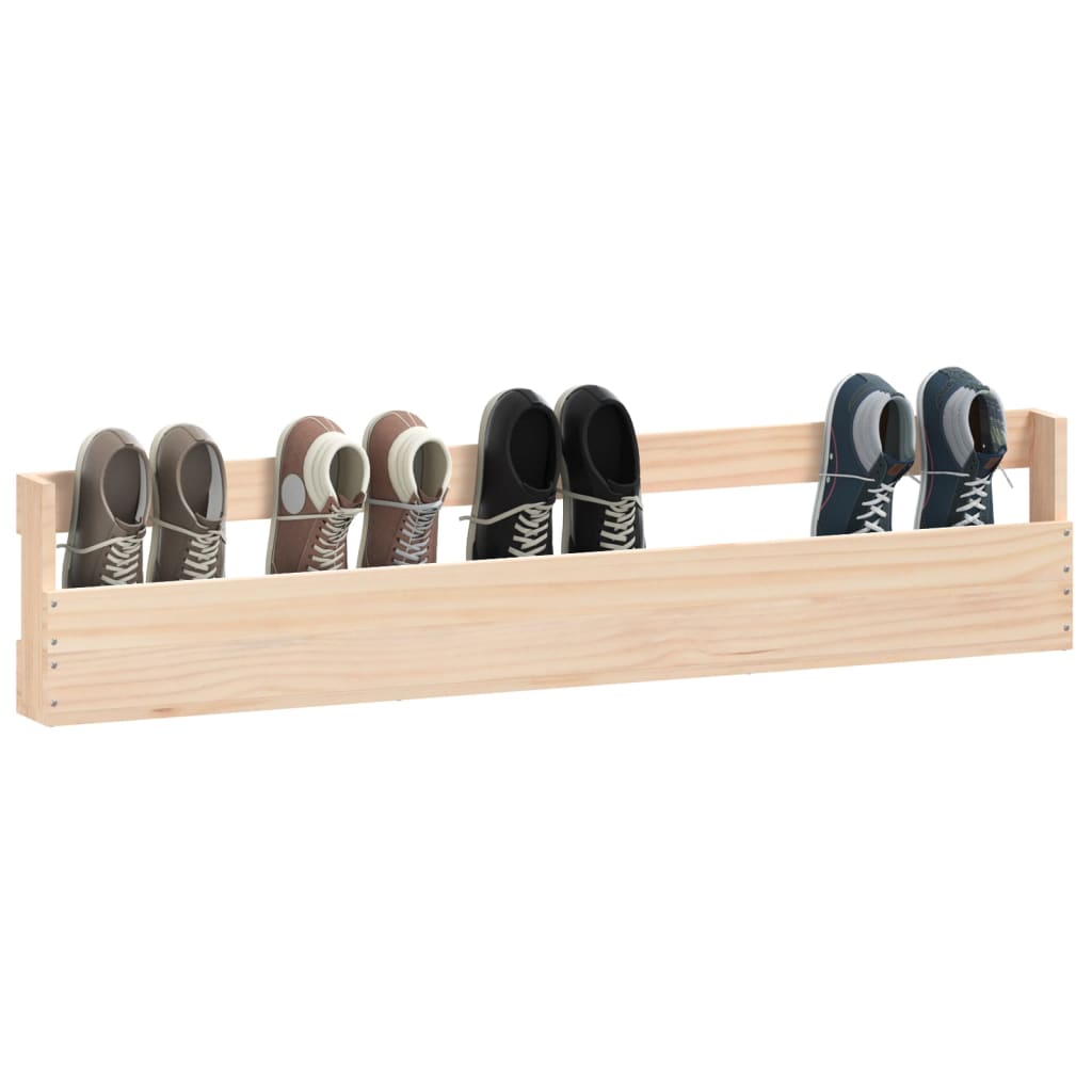 Scarpiere A Parete 2 Pz 110X9X23 Cm Legno Massello Di Pino Naturale