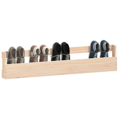Scarpiere A Parete 2 Pz 110X9X23 Cm Legno Massello Di Pino Naturale